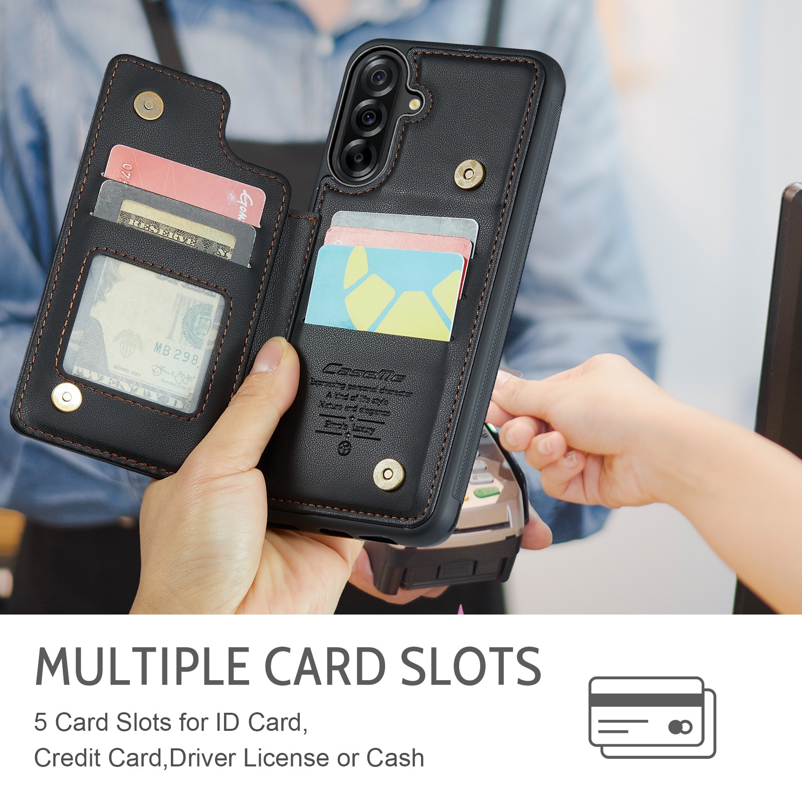 Samsung Galaxy A17 RFID blocking Wallet Cover Black