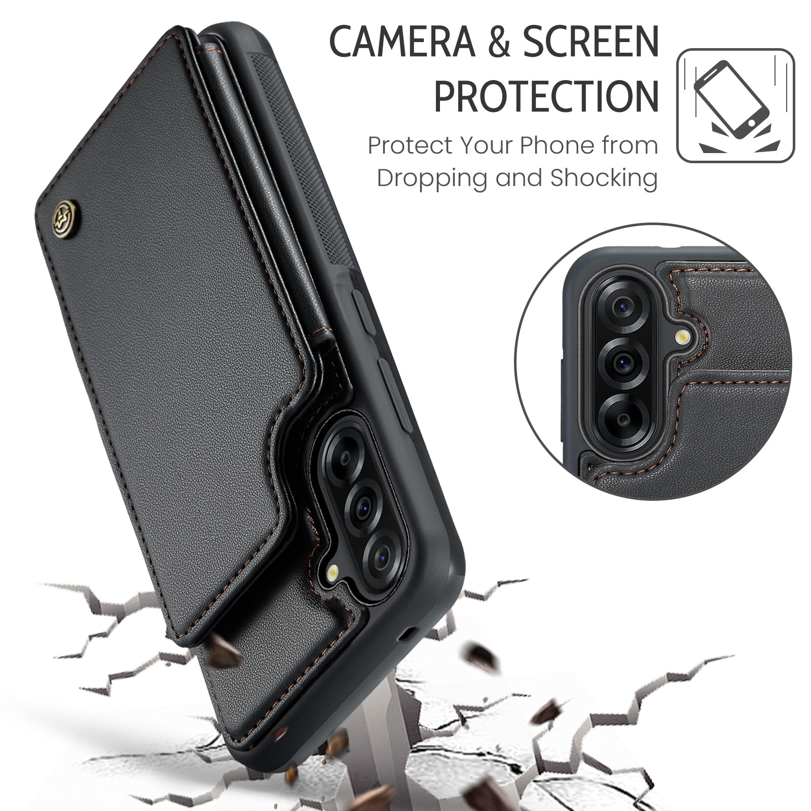 Samsung Galaxy A17 RFID blocking Wallet Cover Black