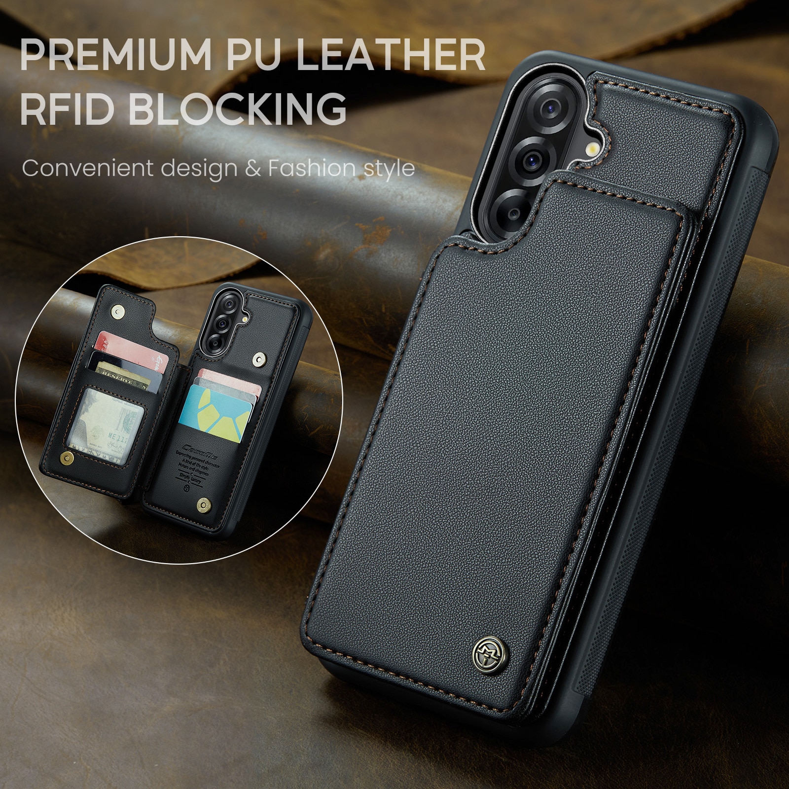 Samsung Galaxy A17 RFID blocking Wallet Cover Black
