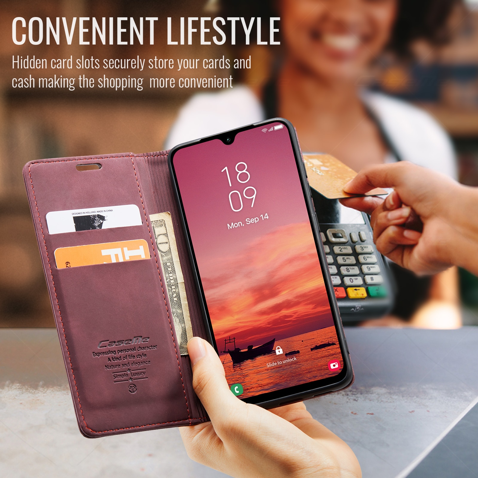 Samsung Galaxy A17 Slim Wallet Case Red