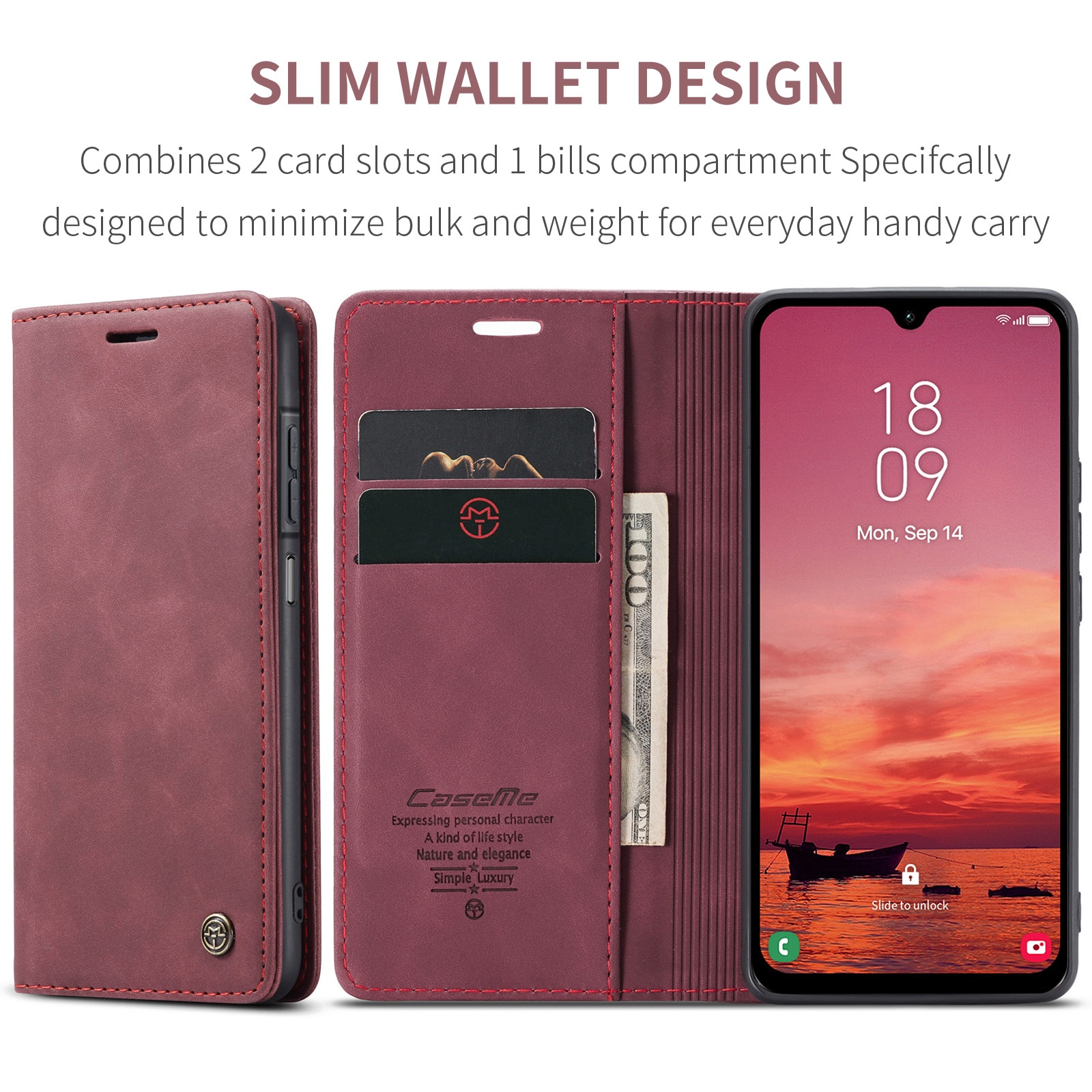 Samsung Galaxy A17 Slim Wallet Case Red