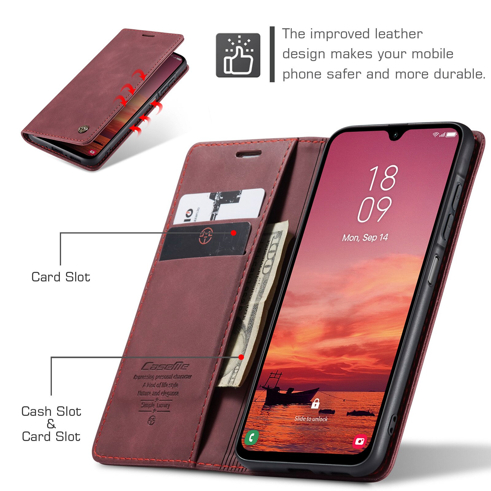 Samsung Galaxy A17 Slim Wallet Case Red