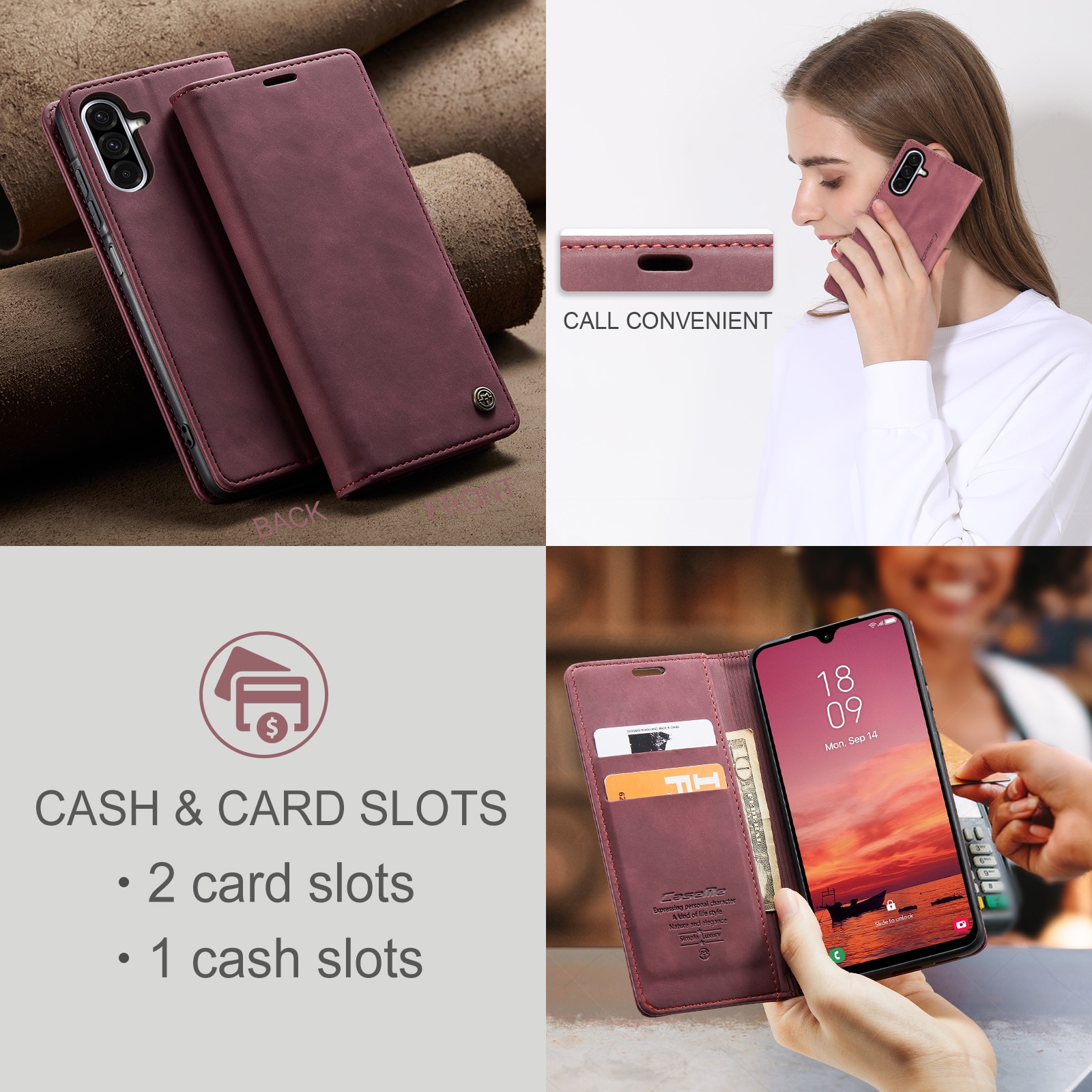 Samsung Galaxy A17 Slim Wallet Case Red