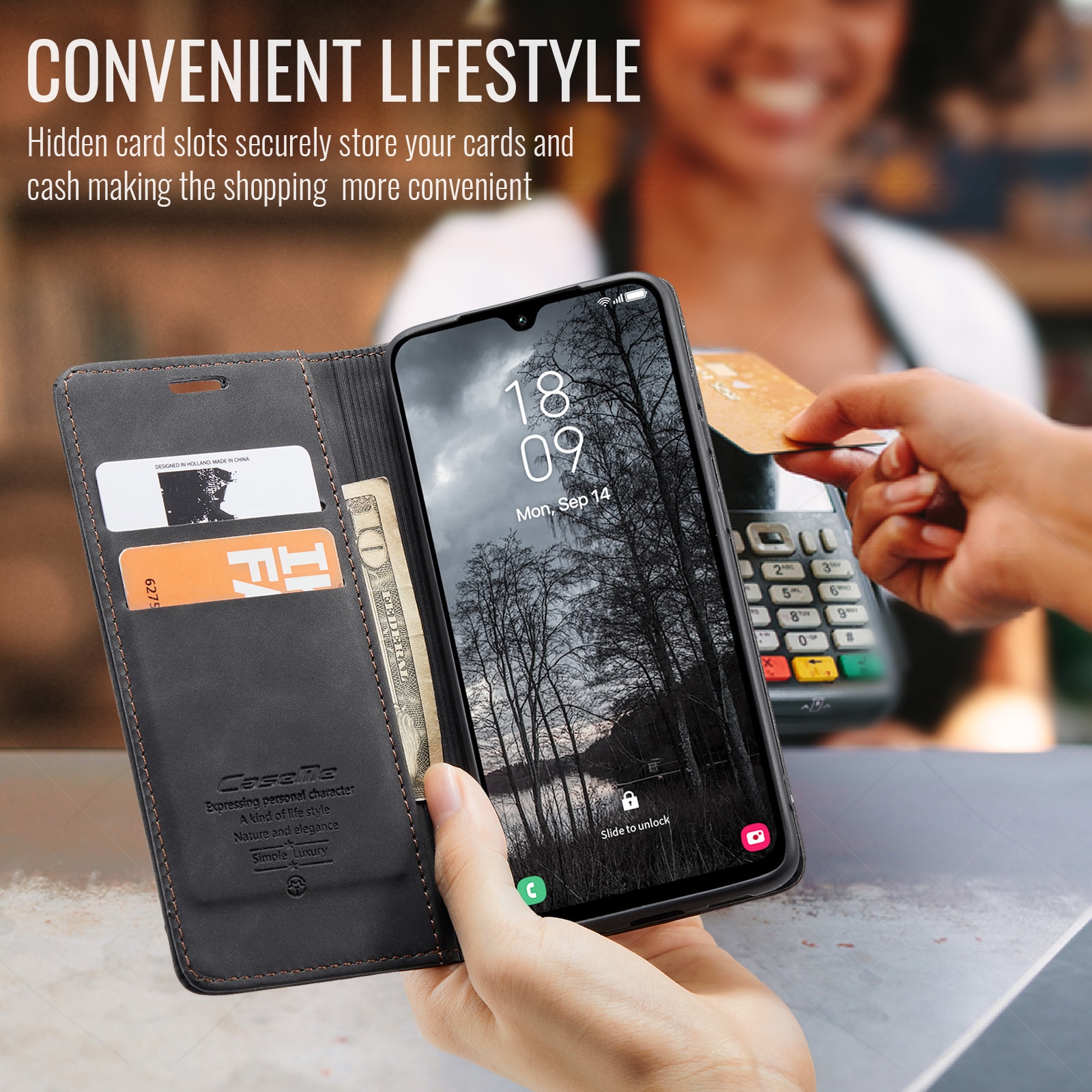 Samsung Galaxy A17 Slim Wallet Case Black