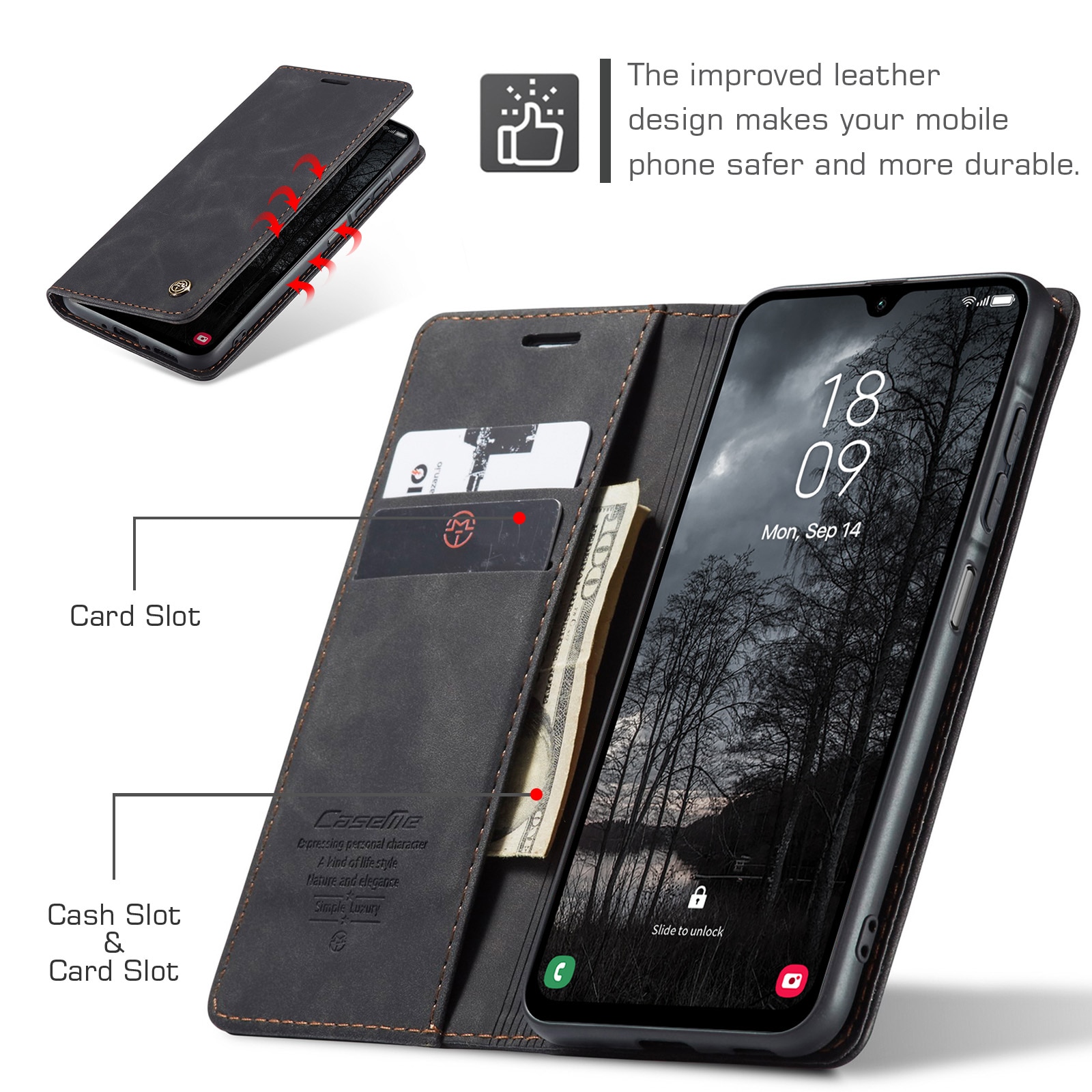 Samsung Galaxy A17 Slim Wallet Case Black