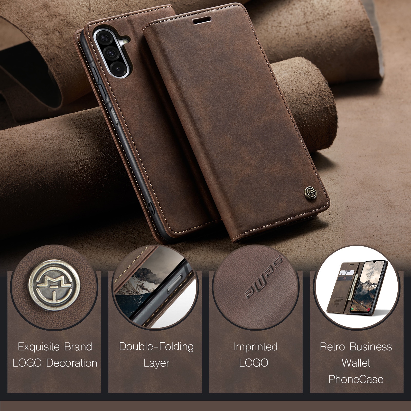 Samsung Galaxy A17 Slim Wallet Case Brown