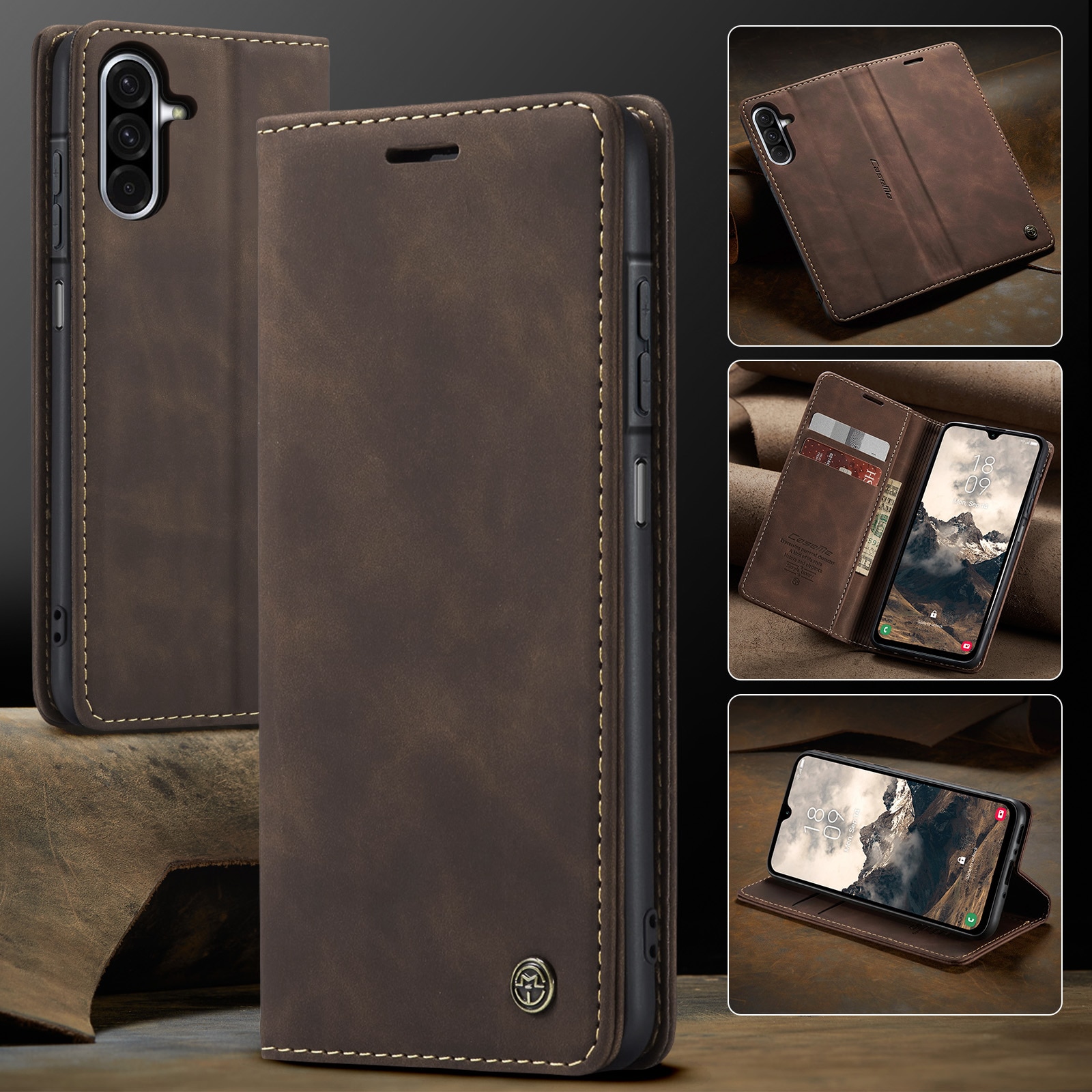 Samsung Galaxy A17 Slim Wallet Case Brown