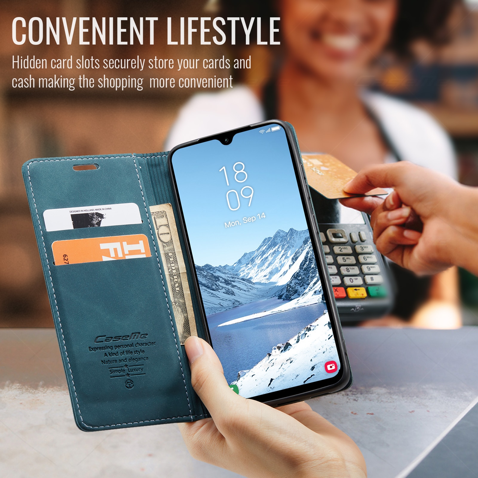 Samsung Galaxy A17 Slim Wallet Case Blue