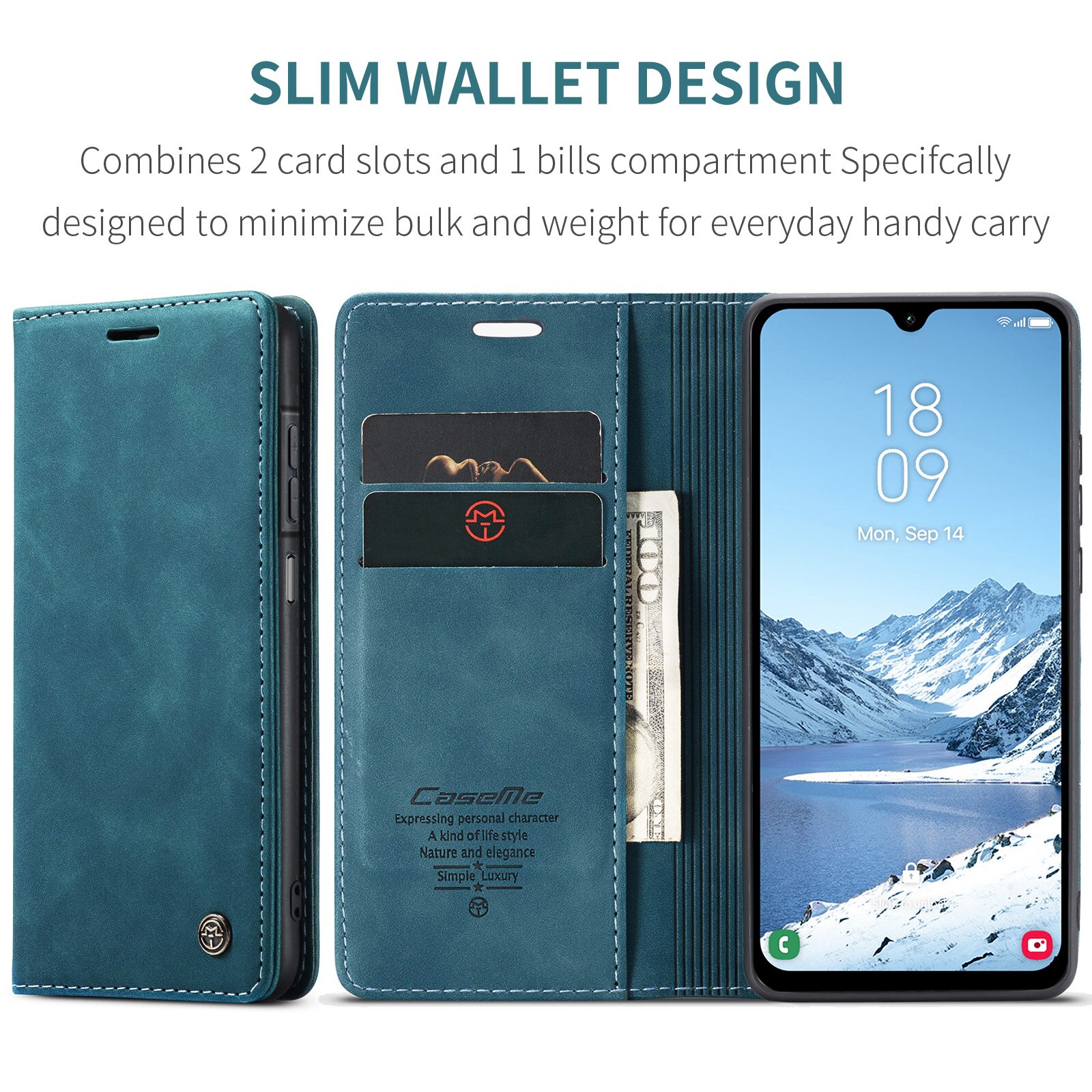 Samsung Galaxy A17 Slim Wallet Case Blue