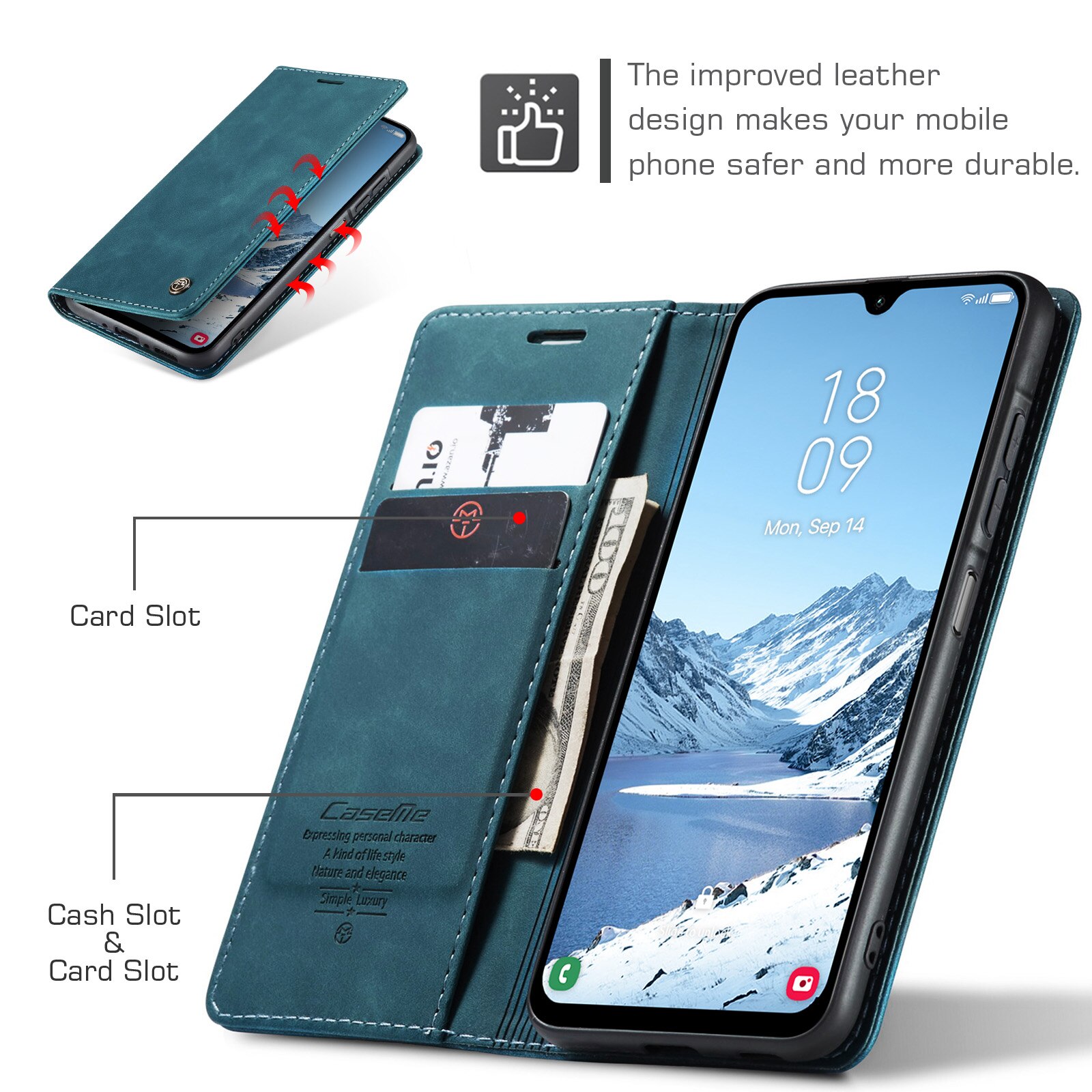 Samsung Galaxy A17 Slim Wallet Case Blue