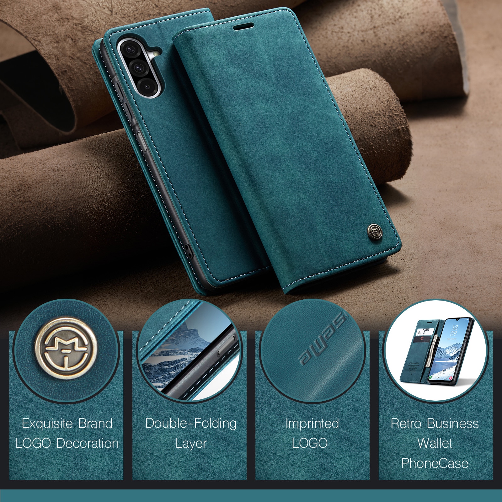 Samsung Galaxy A17 Slim Wallet Case Blue