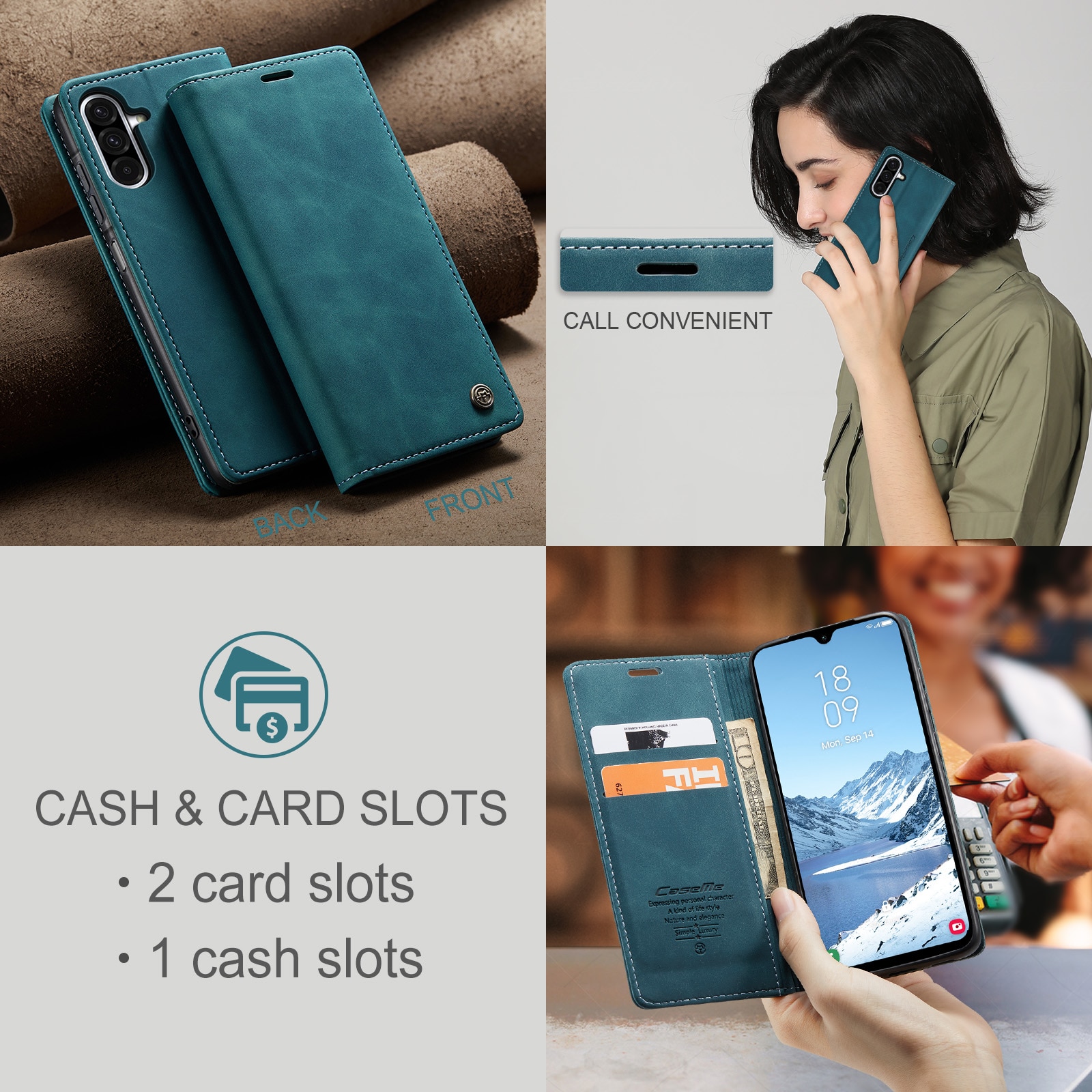 Samsung Galaxy A17 Slim Wallet Case Blue