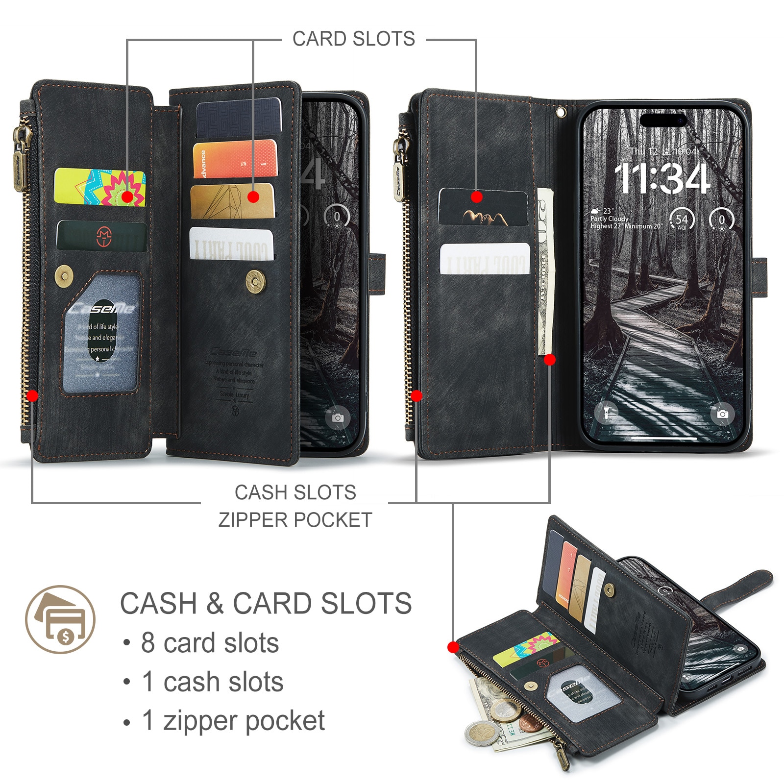 iPhone 17 Pro Multi-slot Wallet Case Grey