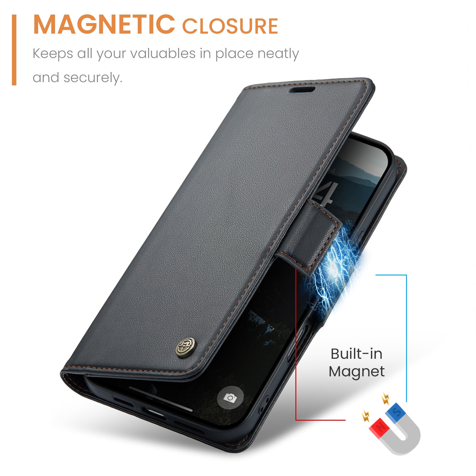 iPhone 17 Pro RFID blocking Slim Wallet Case Black