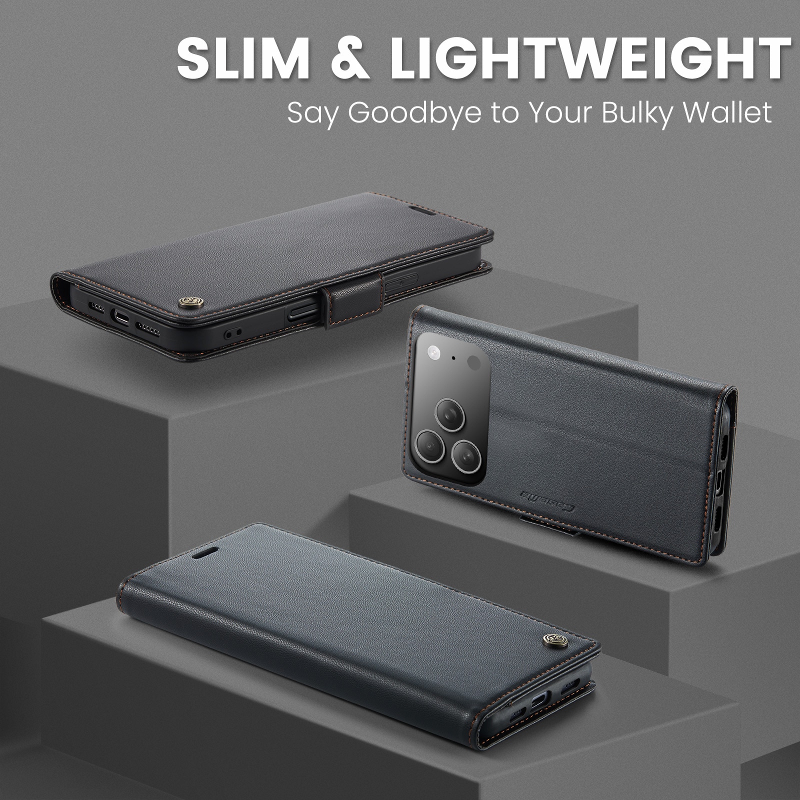 iPhone 17 Pro RFID blocking Slim Wallet Case Black