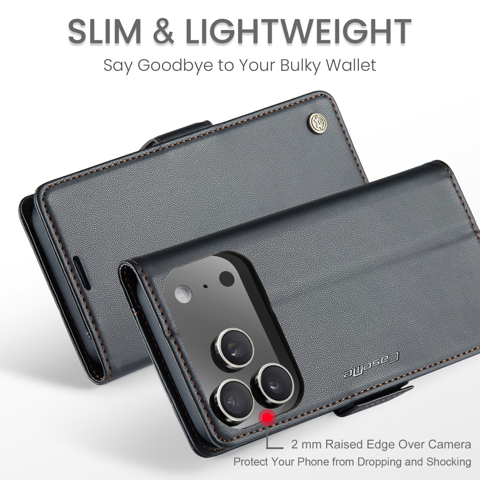 iPhone 17 Pro RFID blocking Slim Wallet Case Black