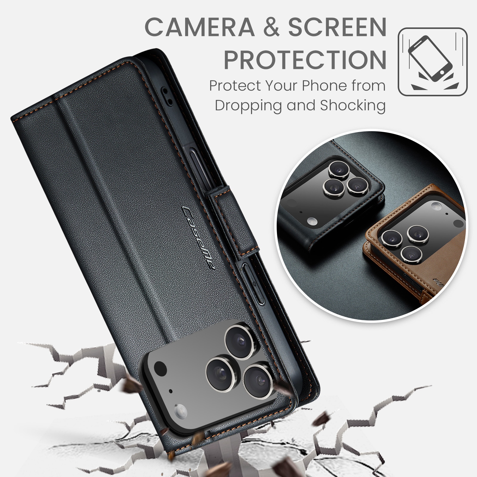 iPhone 17 Pro RFID blocking Slim Wallet Case Black
