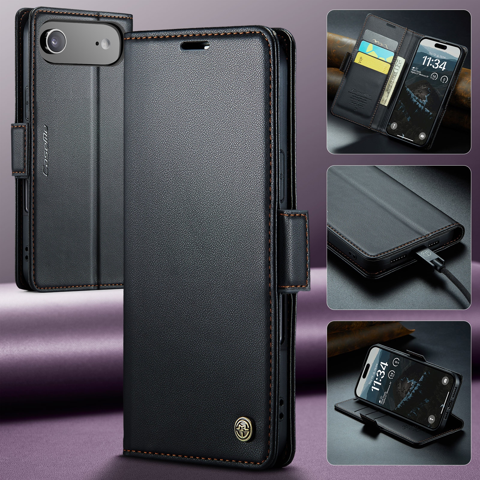 iPhone 17 Air RFID blocking Slim Wallet Case Black