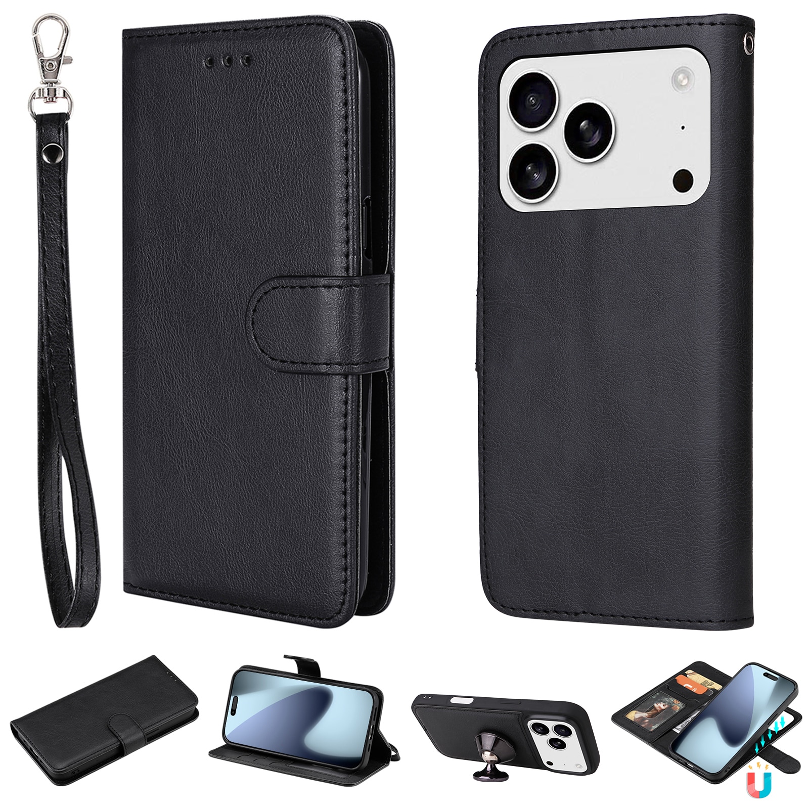 iPhone 17 Pro Magnetic Book Cover Black
