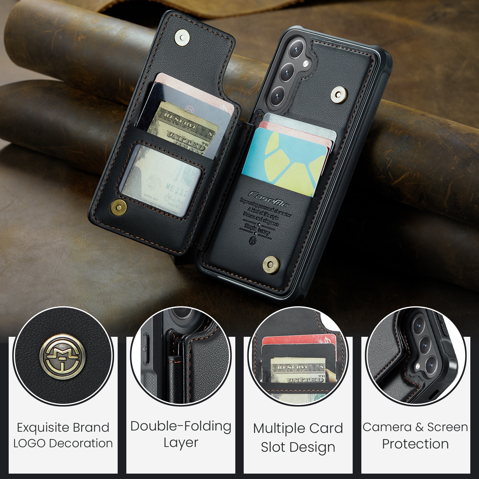 Samsung Galaxy S25 FE RFID blocking Wallet Cover Black