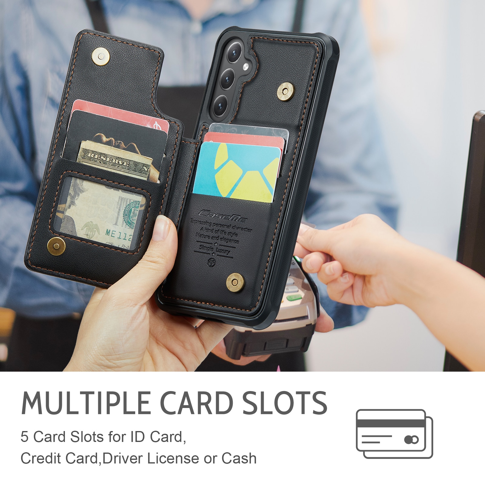 Samsung Galaxy S25 FE RFID blocking Wallet Cover Black