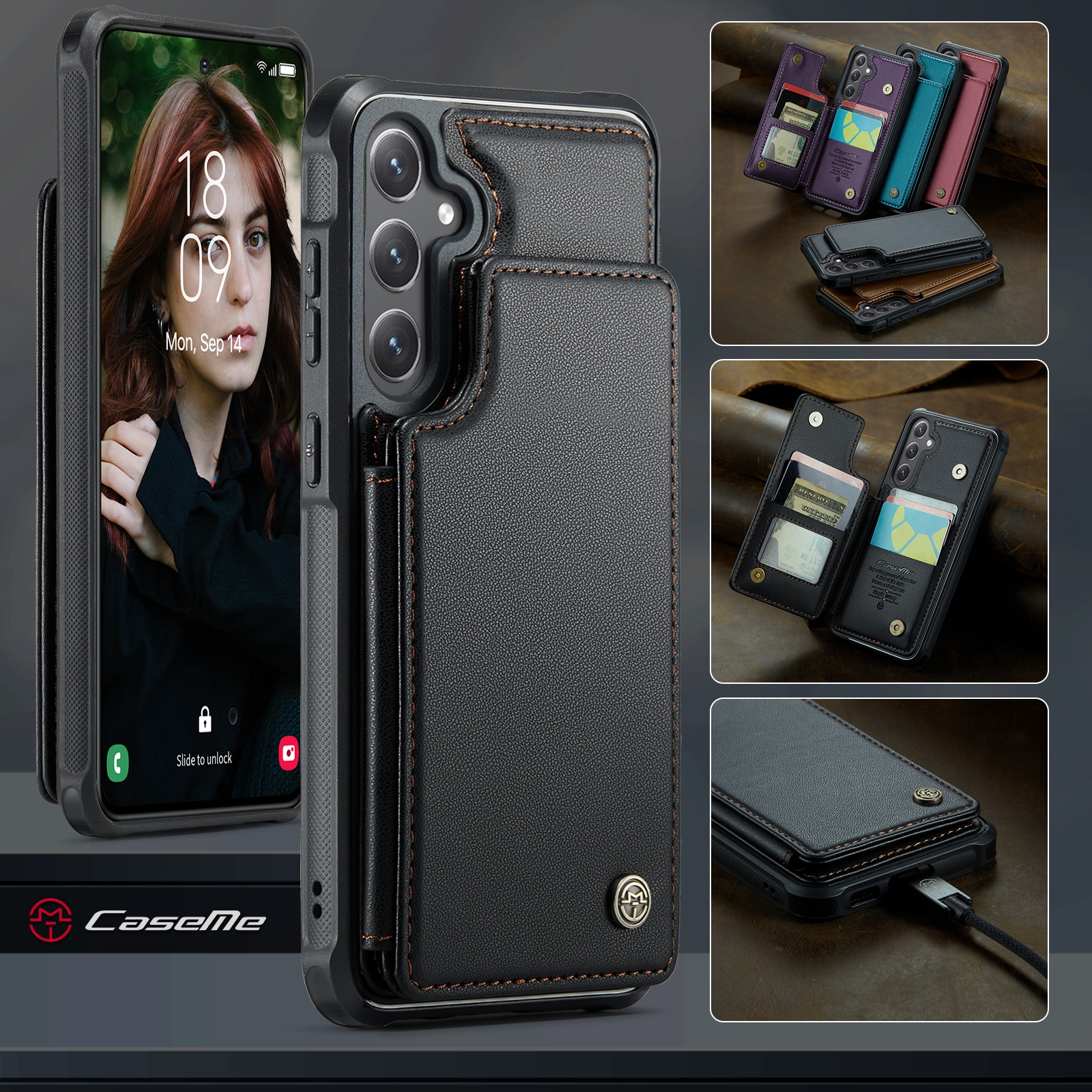 Samsung Galaxy S25 FE RFID blocking Wallet Cover Black