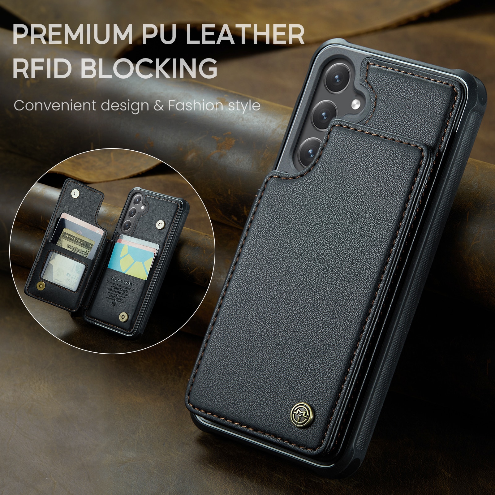 Samsung Galaxy S25 FE RFID blocking Wallet Cover Black