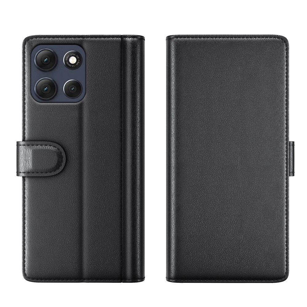 Motorola Moto G86 Genuine Leather Wallet Case Black
