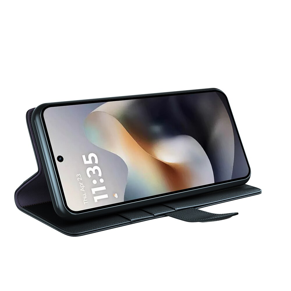 Motorola Moto G56 Genuine Leather Wallet Case Black