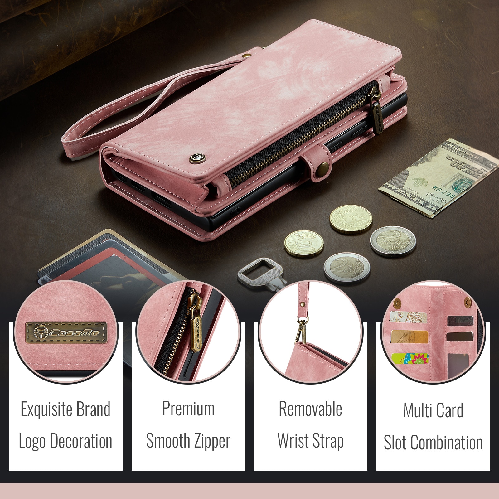 Samsung Galaxy S25 FE Multi-slot Wallet Case Pink