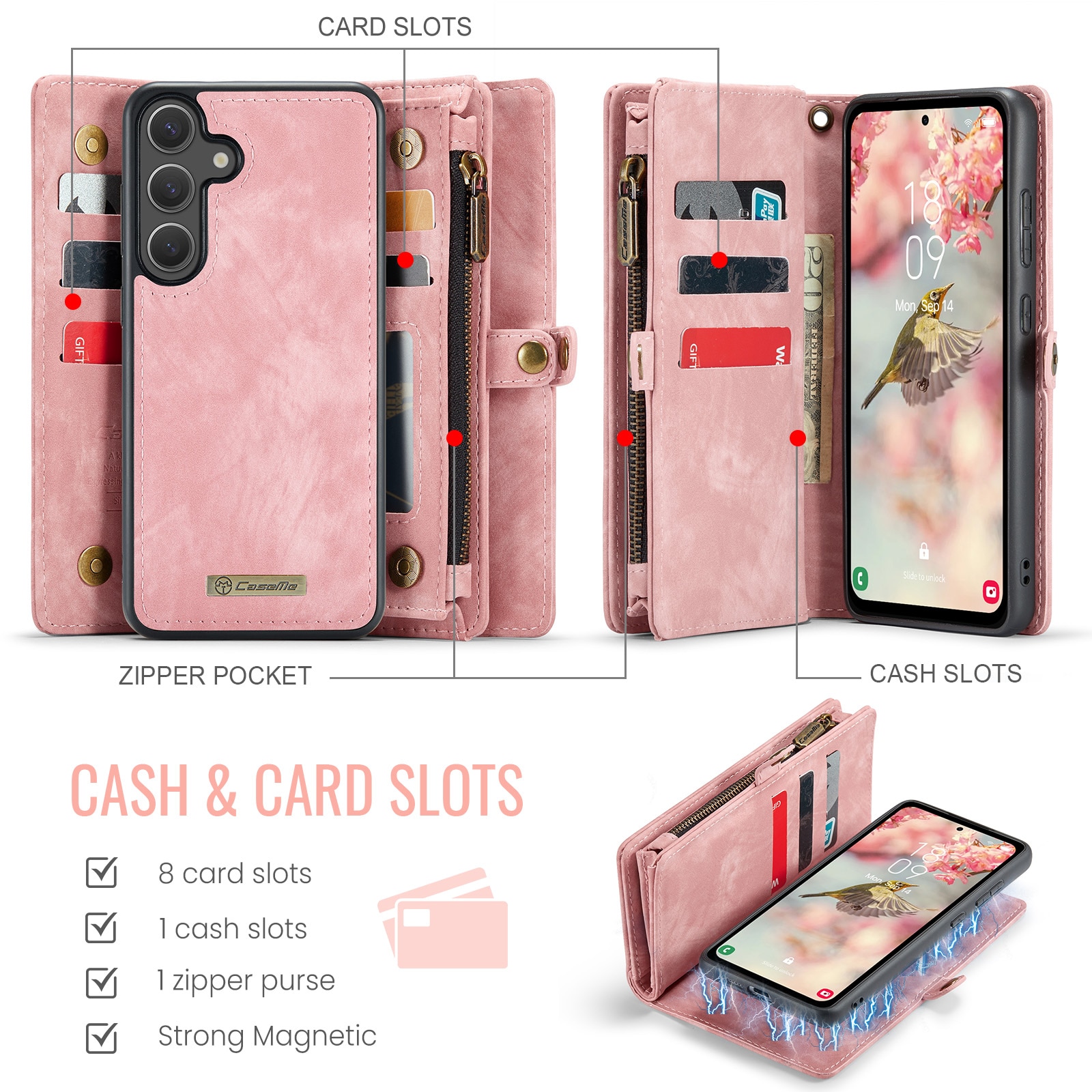 Samsung Galaxy S25 FE Multi-slot Wallet Case Pink