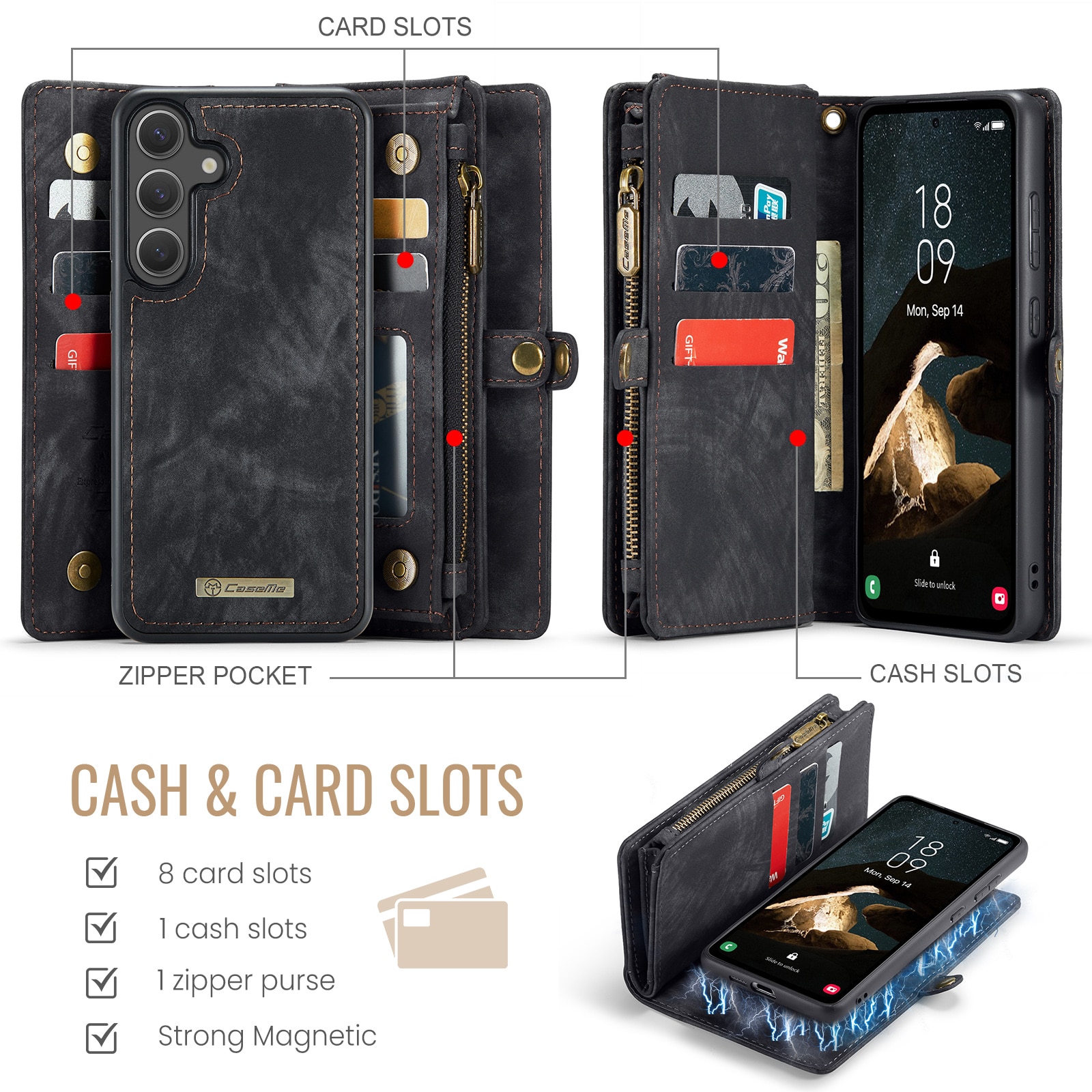 Samsung Galaxy S25 FE Multi-slot Wallet Case Grey