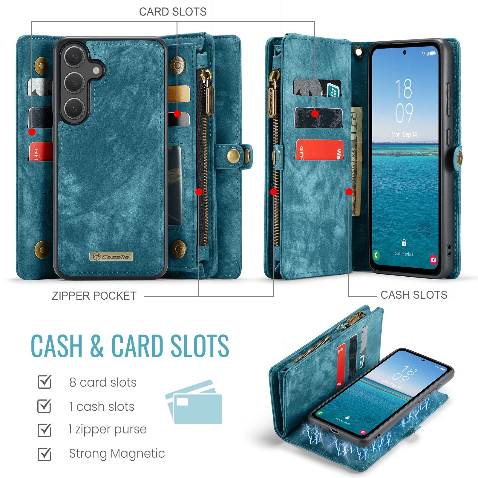 Samsung Galaxy S25 FE Multi-slot Wallet Case Blue
