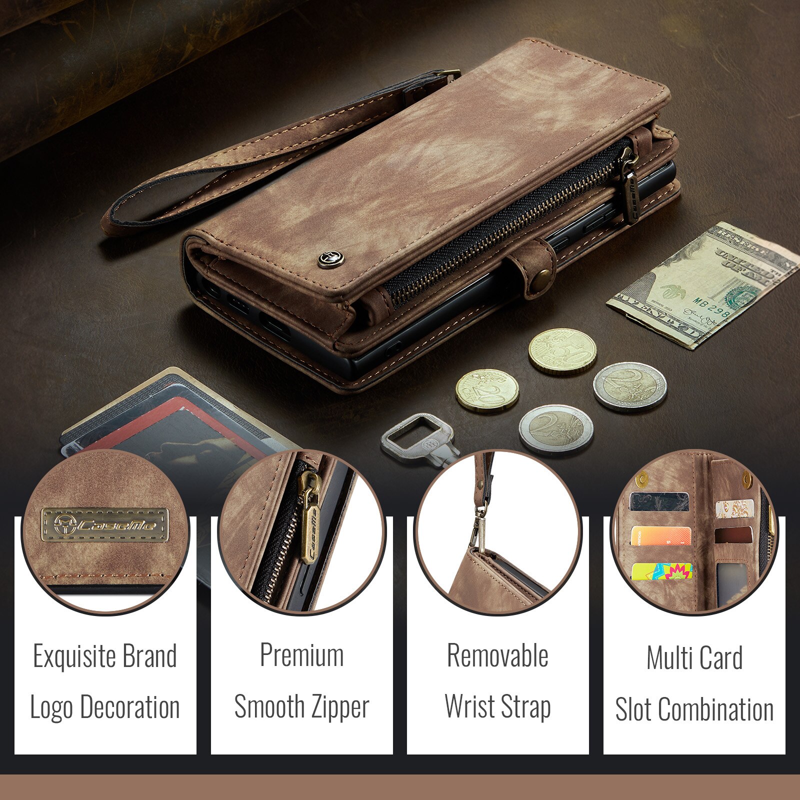 Samsung Galaxy S25 FE Multi-slot Wallet Case Brown