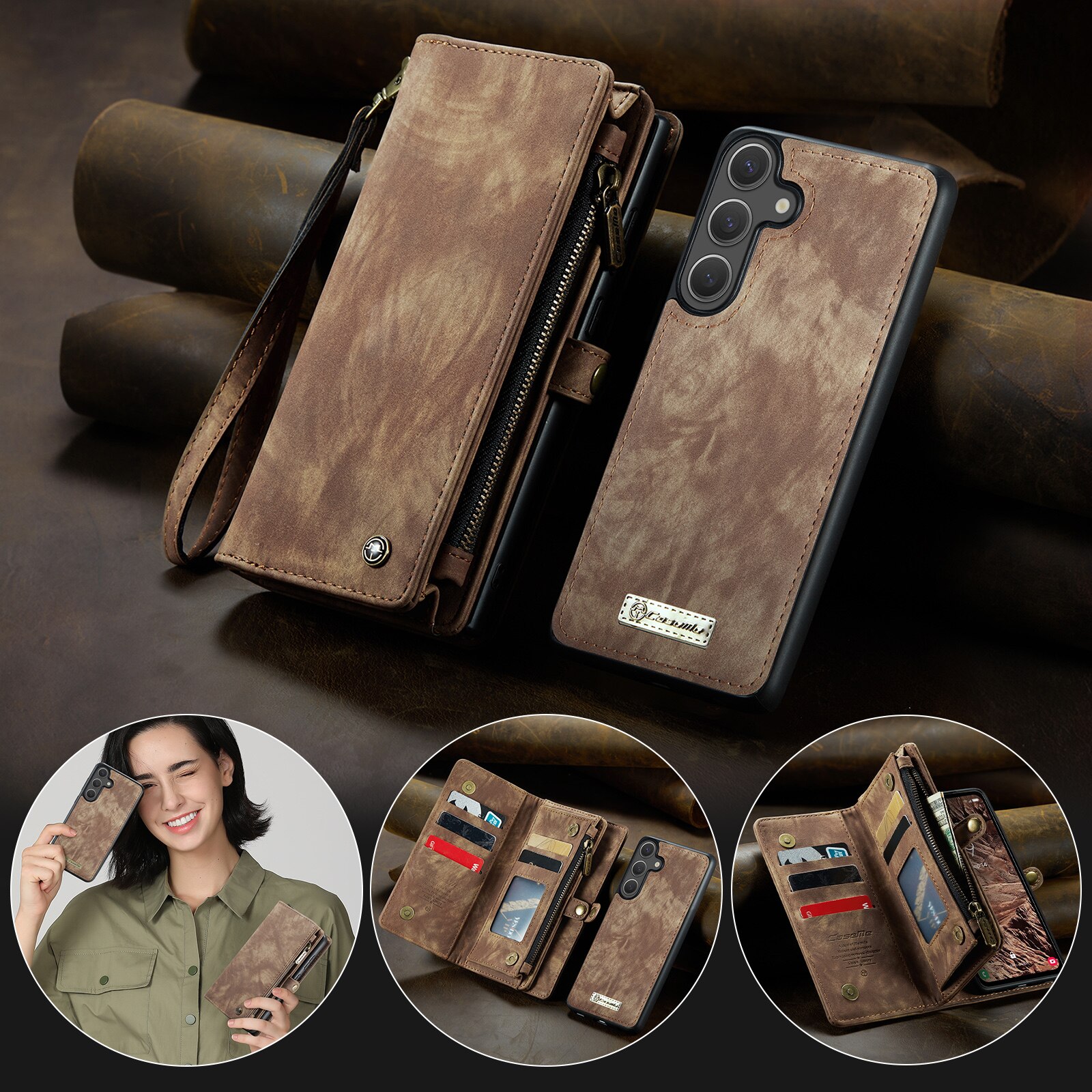 Samsung Galaxy S25 FE Multi-slot Wallet Case Brown