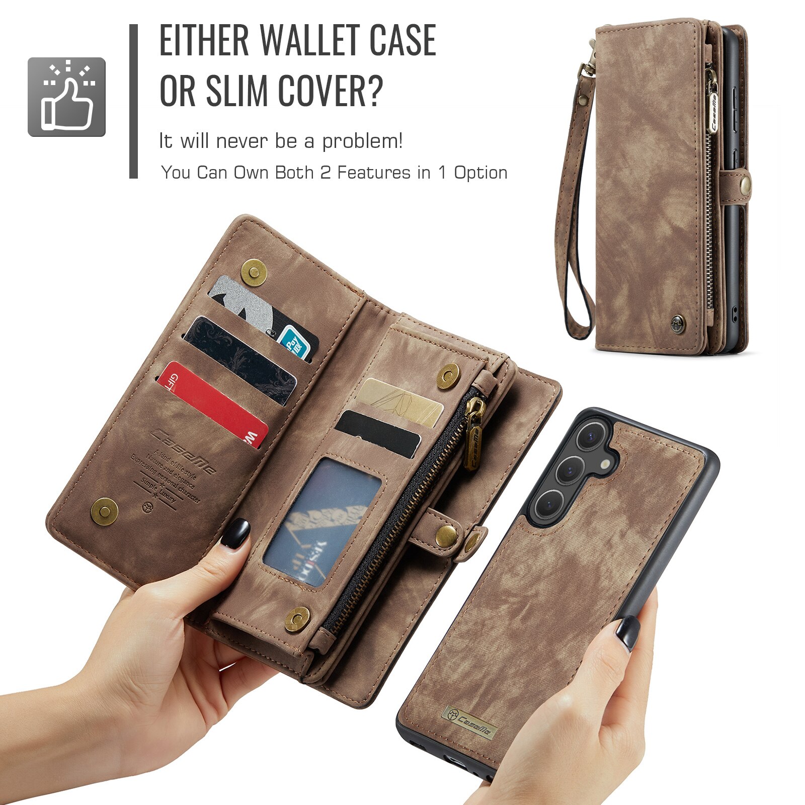 Samsung Galaxy S25 FE Multi-slot Wallet Case Brown