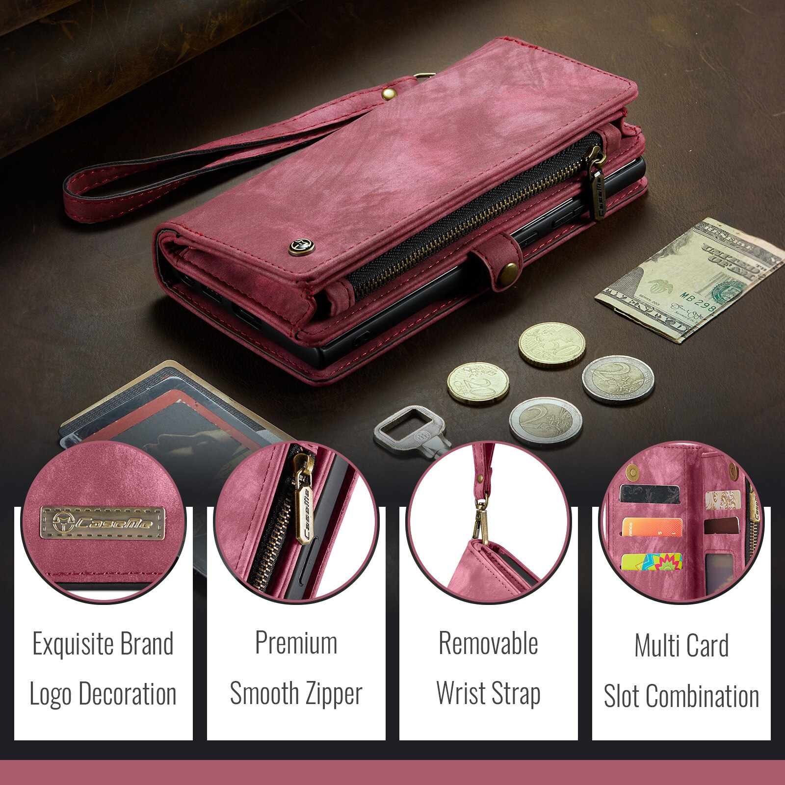 Samsung Galaxy S25 FE Multi-slot Wallet Case Red