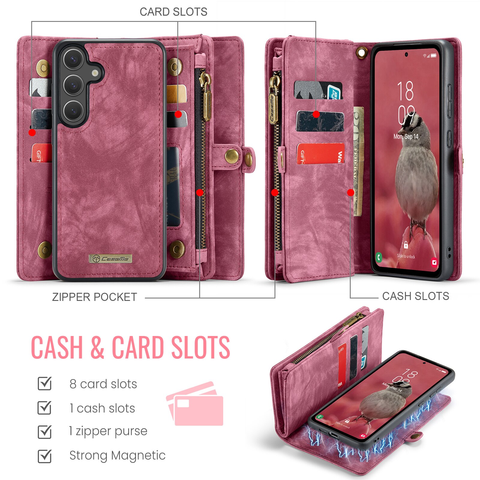 Samsung Galaxy S25 FE Multi-slot Wallet Case Red