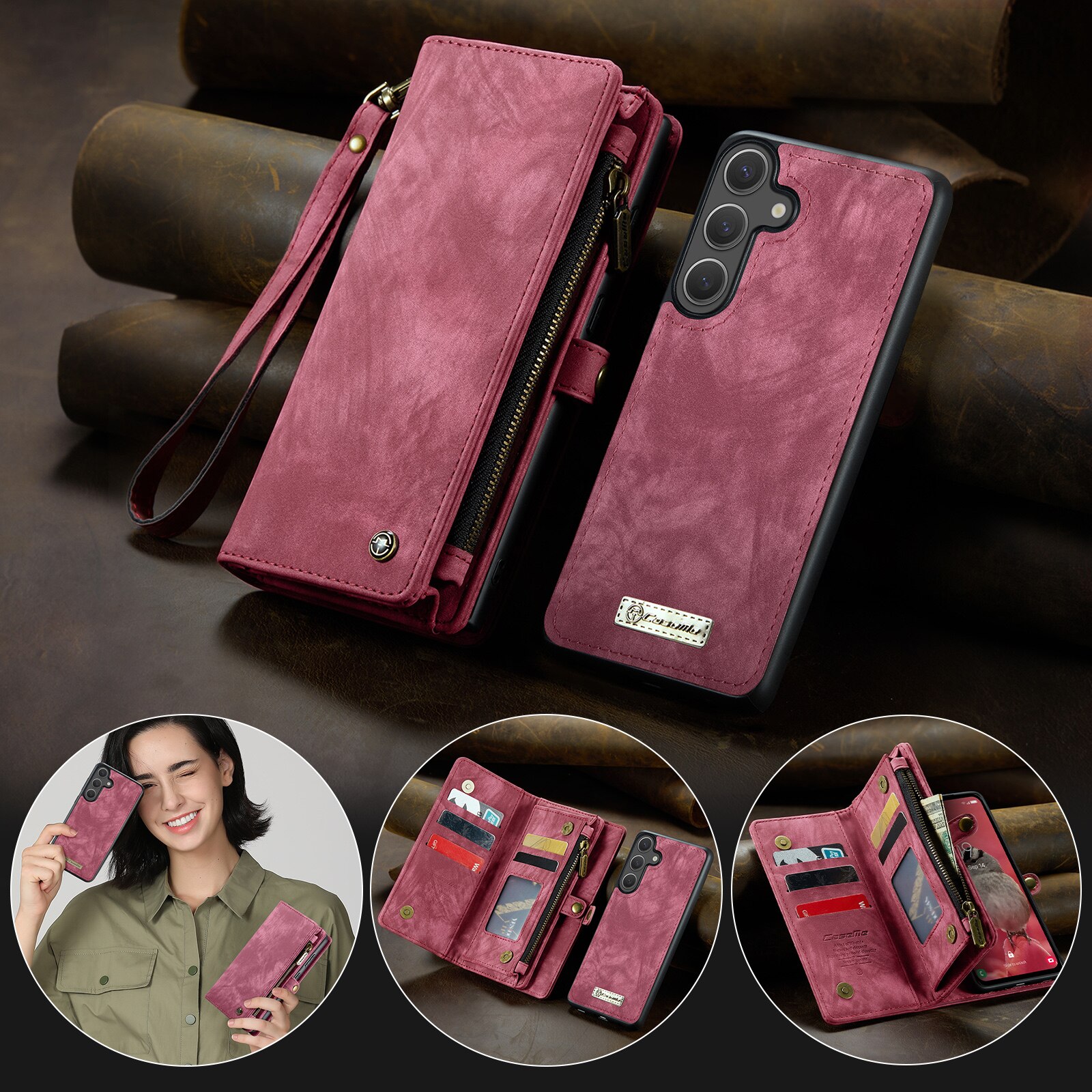 Samsung Galaxy S25 FE Multi-slot Wallet Case Red
