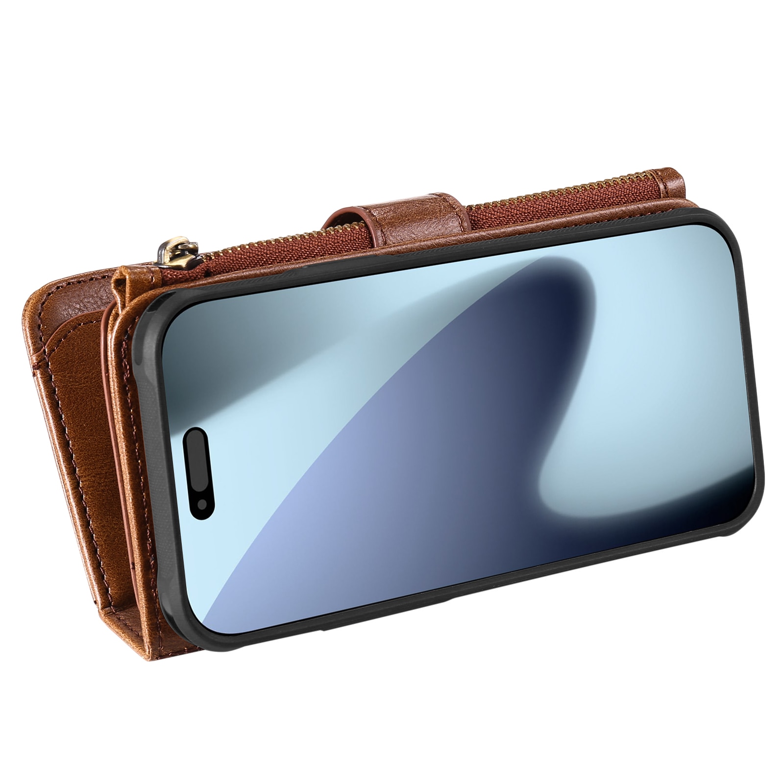 iPhone 17 Pro Max Magnet Leather Multi Wallet Brown