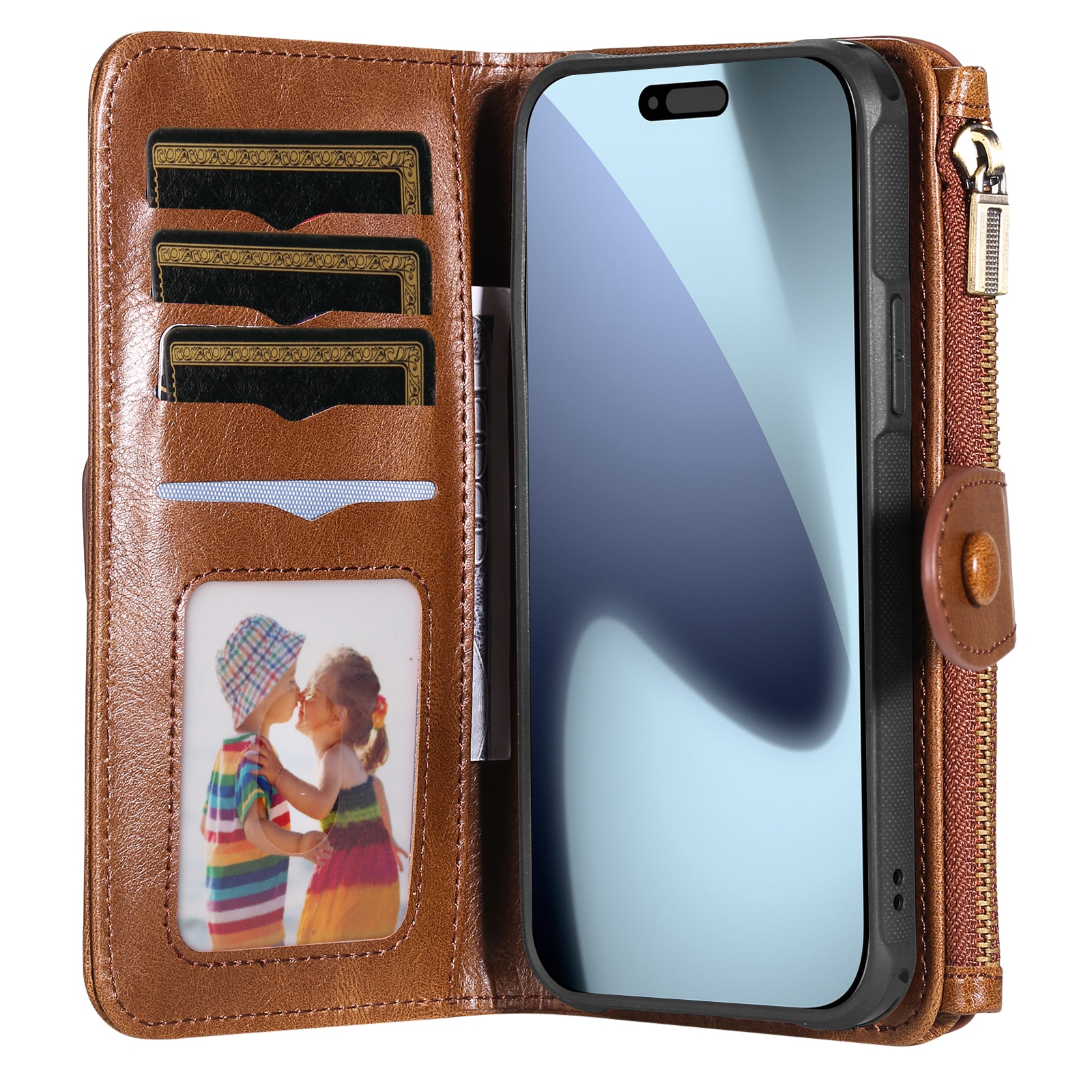 iPhone 17 Pro Max Magnet Leather Multi Wallet Brown