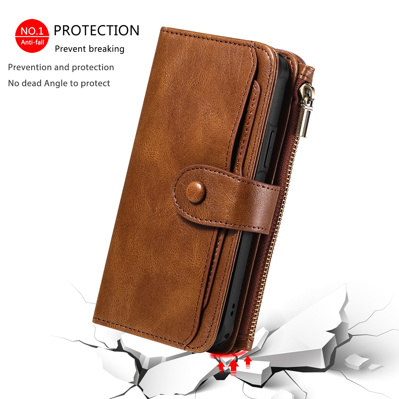 iPhone 17 Pro Max Magnet Leather Multi Wallet Brown