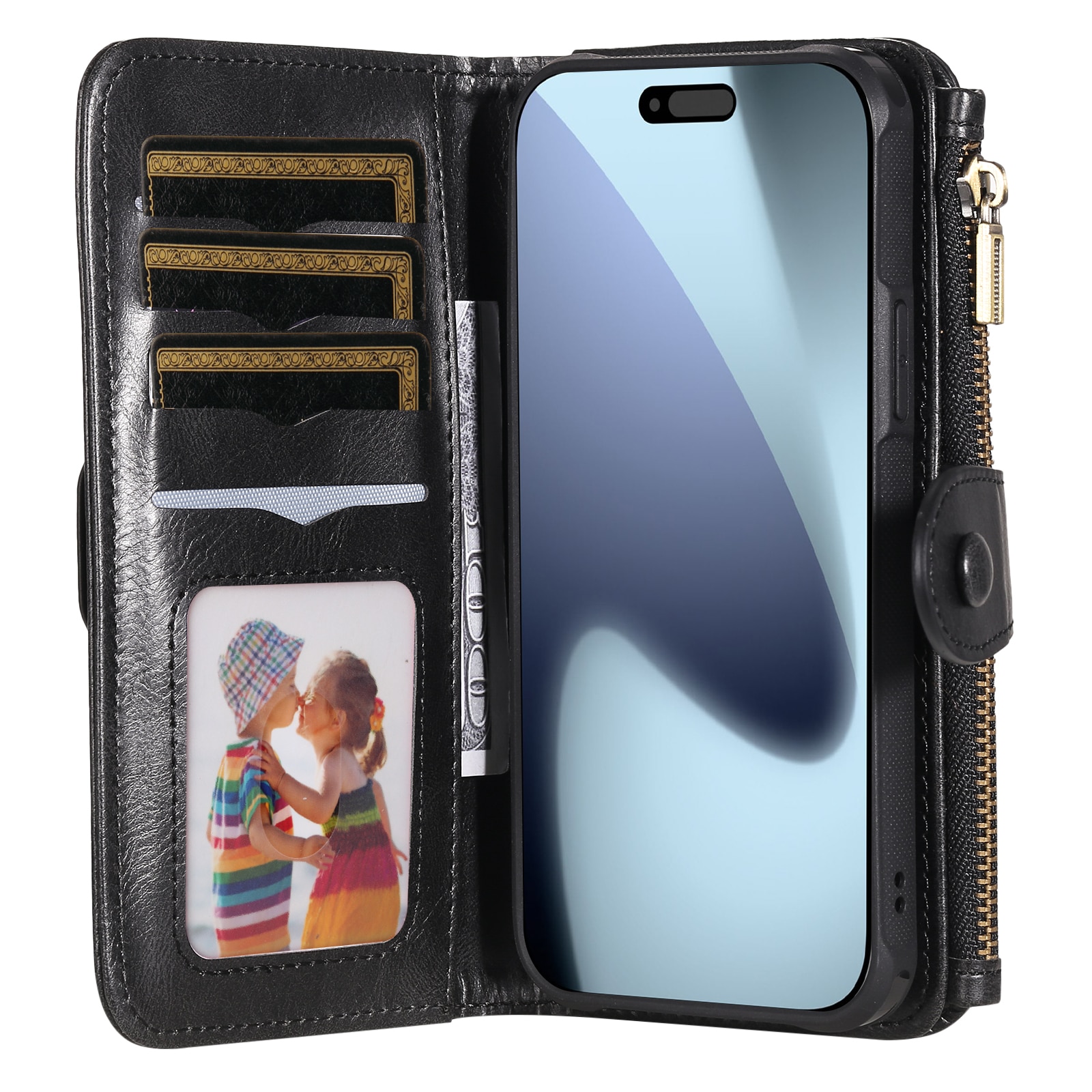 iPhone 17 Pro Max Magnet Leather Multi Wallet Black