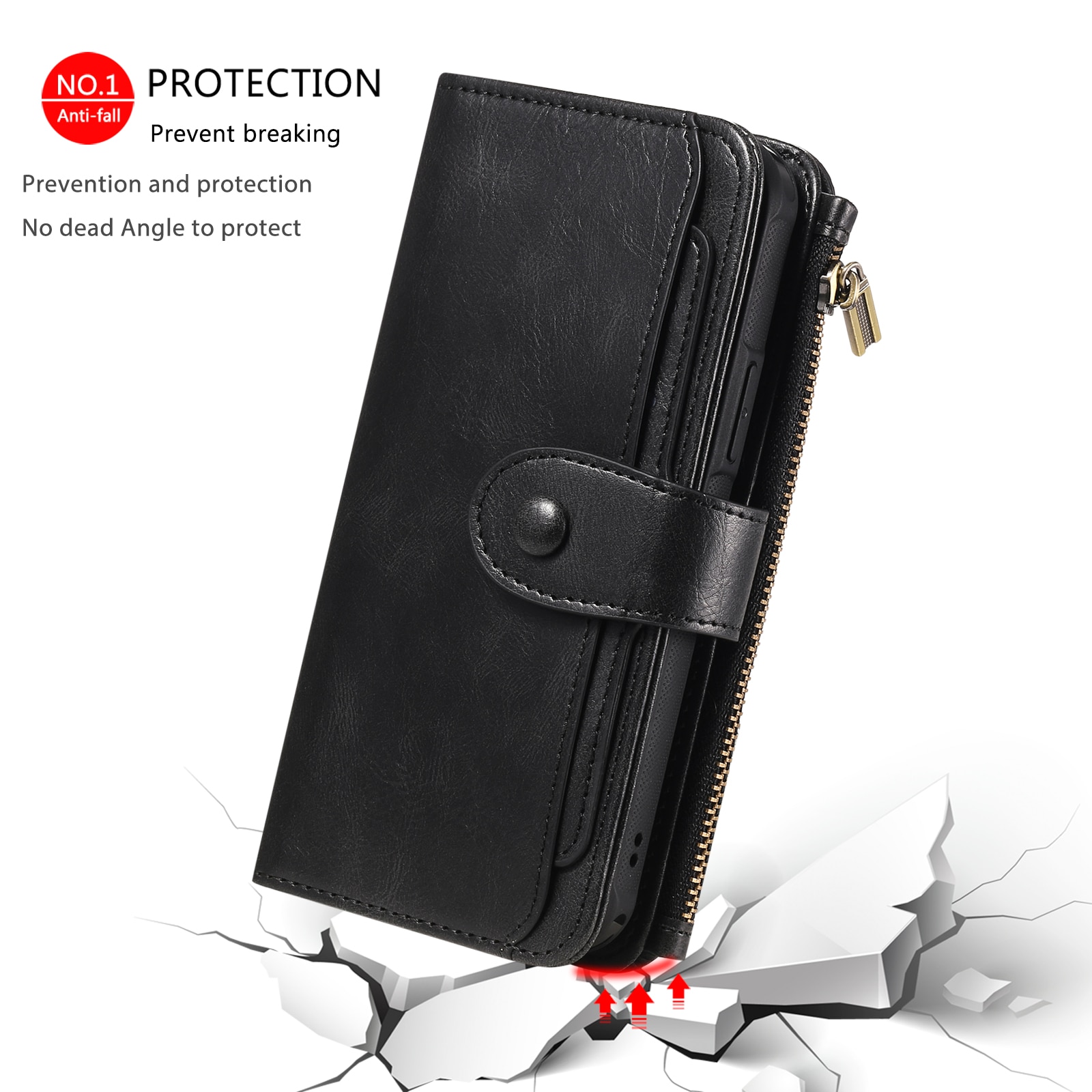 iPhone 17 Pro Max Magnet Leather Multi Wallet Black