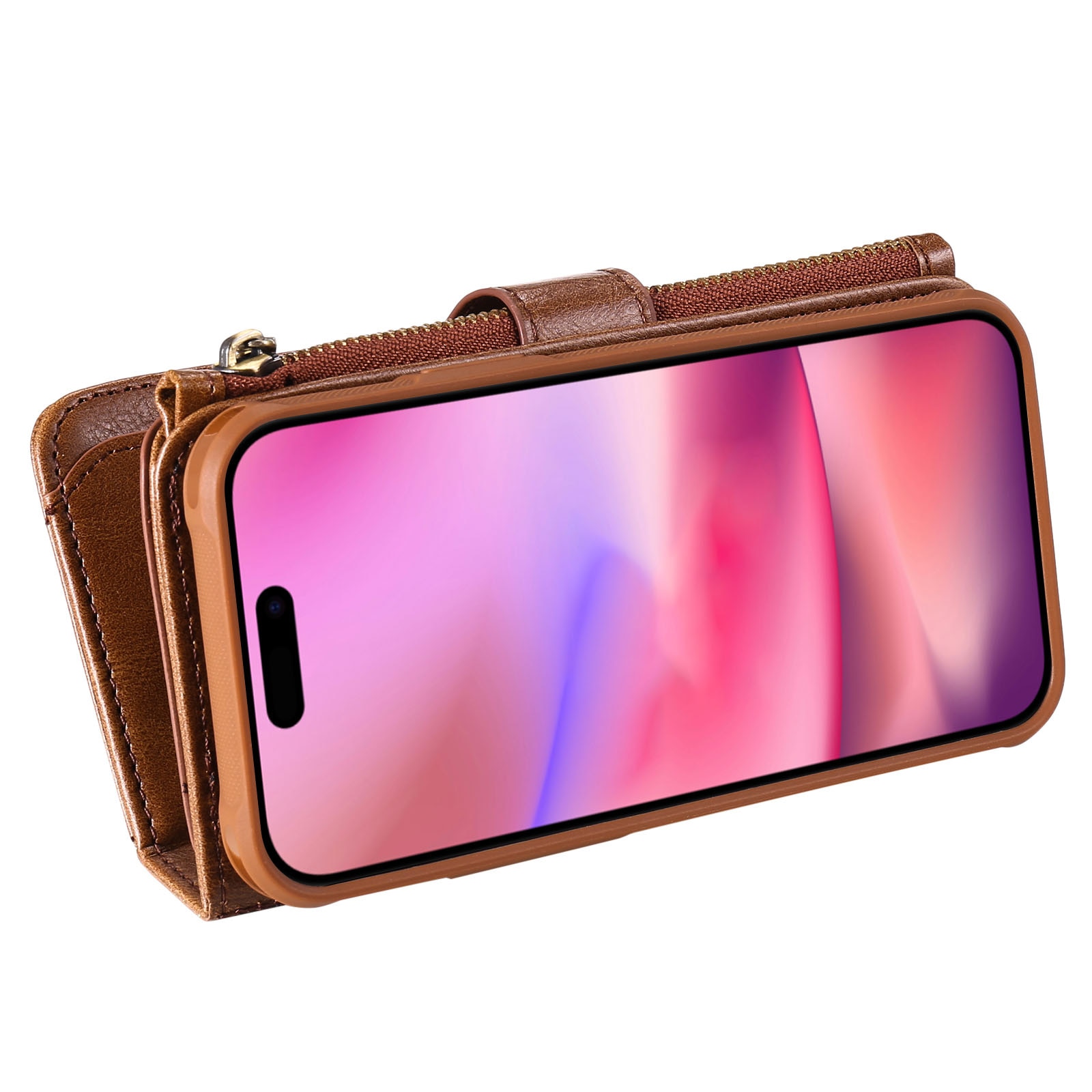 iPhone 17 Magnet Leather Multi Wallet Brown