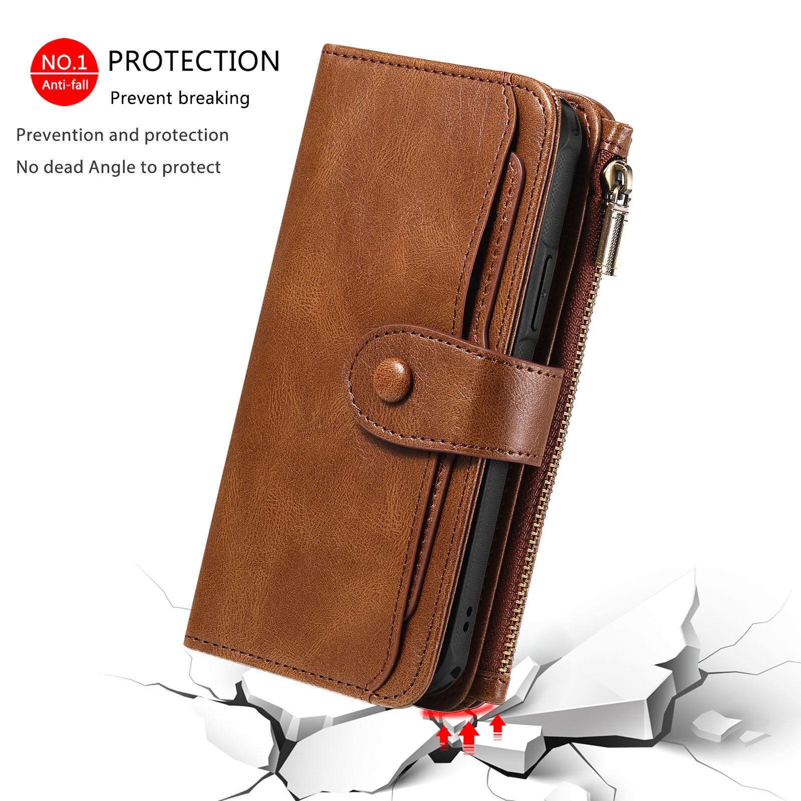 iPhone 17 Magnet Leather Multi Wallet Brown