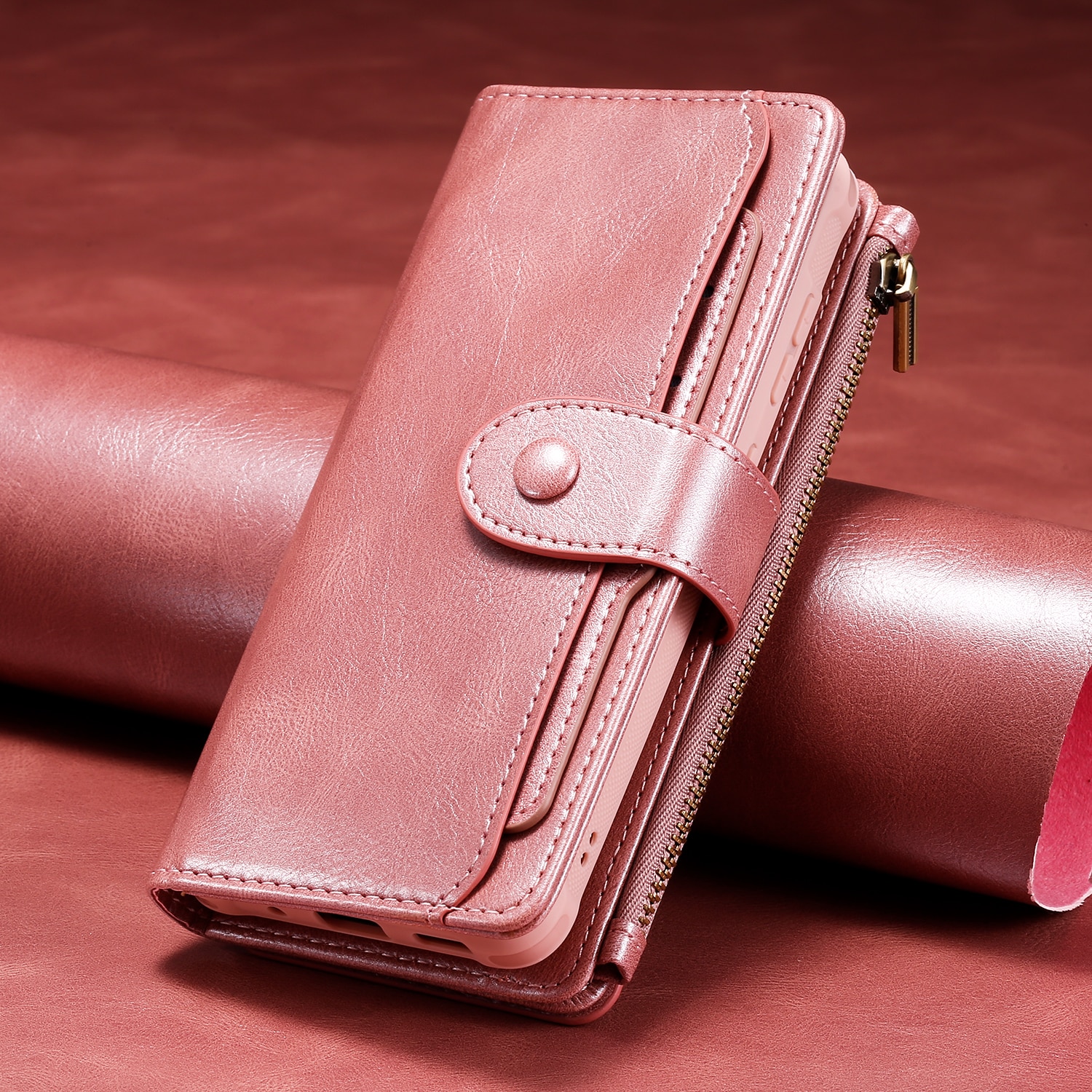 iPhone 17 Magnet Leather Multi Wallet Pink
