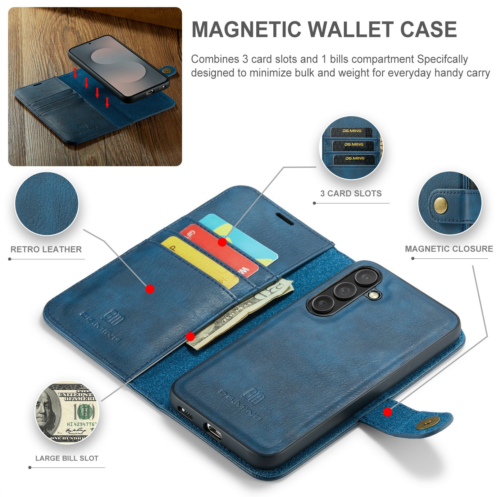 Samsung Galaxy S25 FE Magnet Wallet Blue
