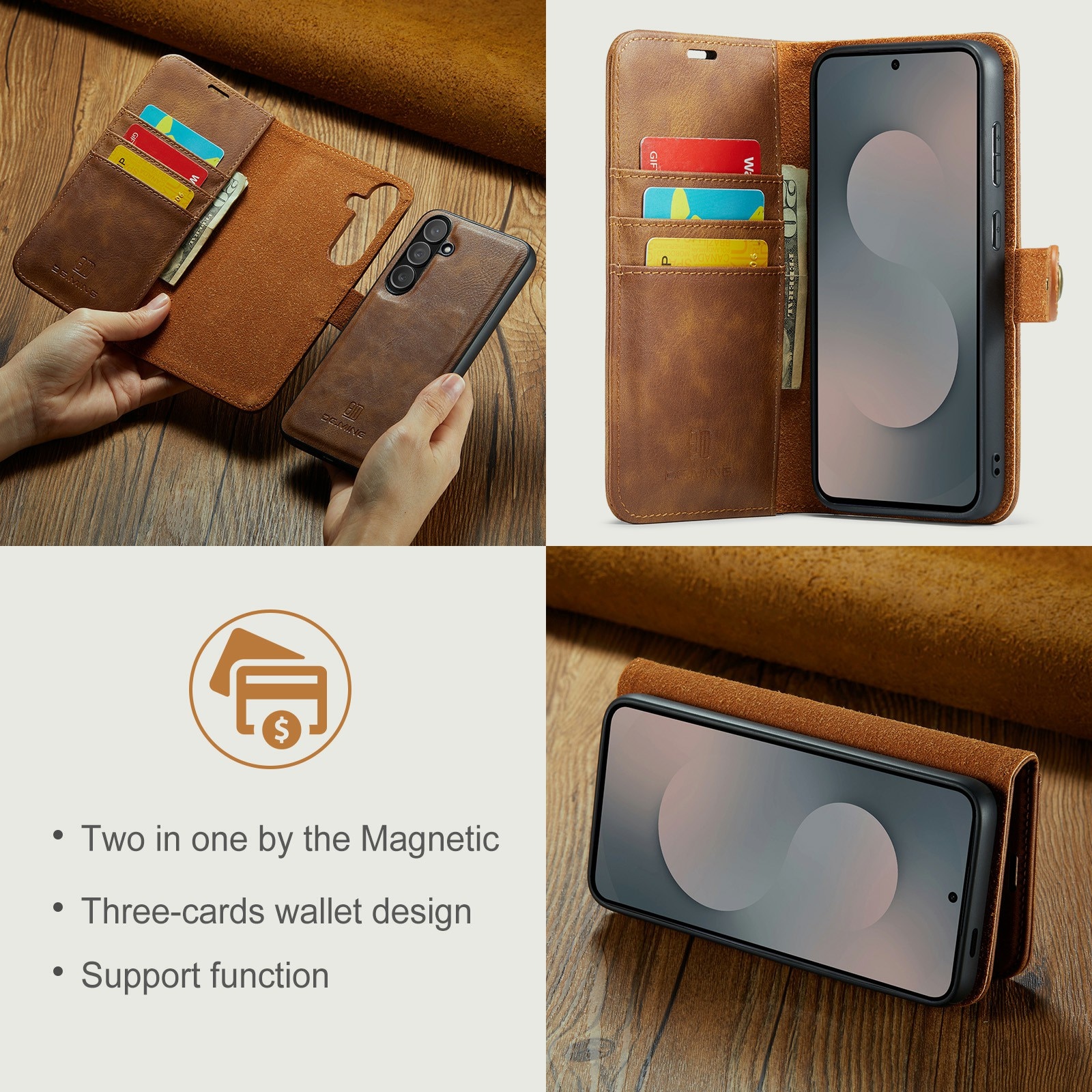 Samsung Galaxy S25 FE Magnet Wallet Cognac