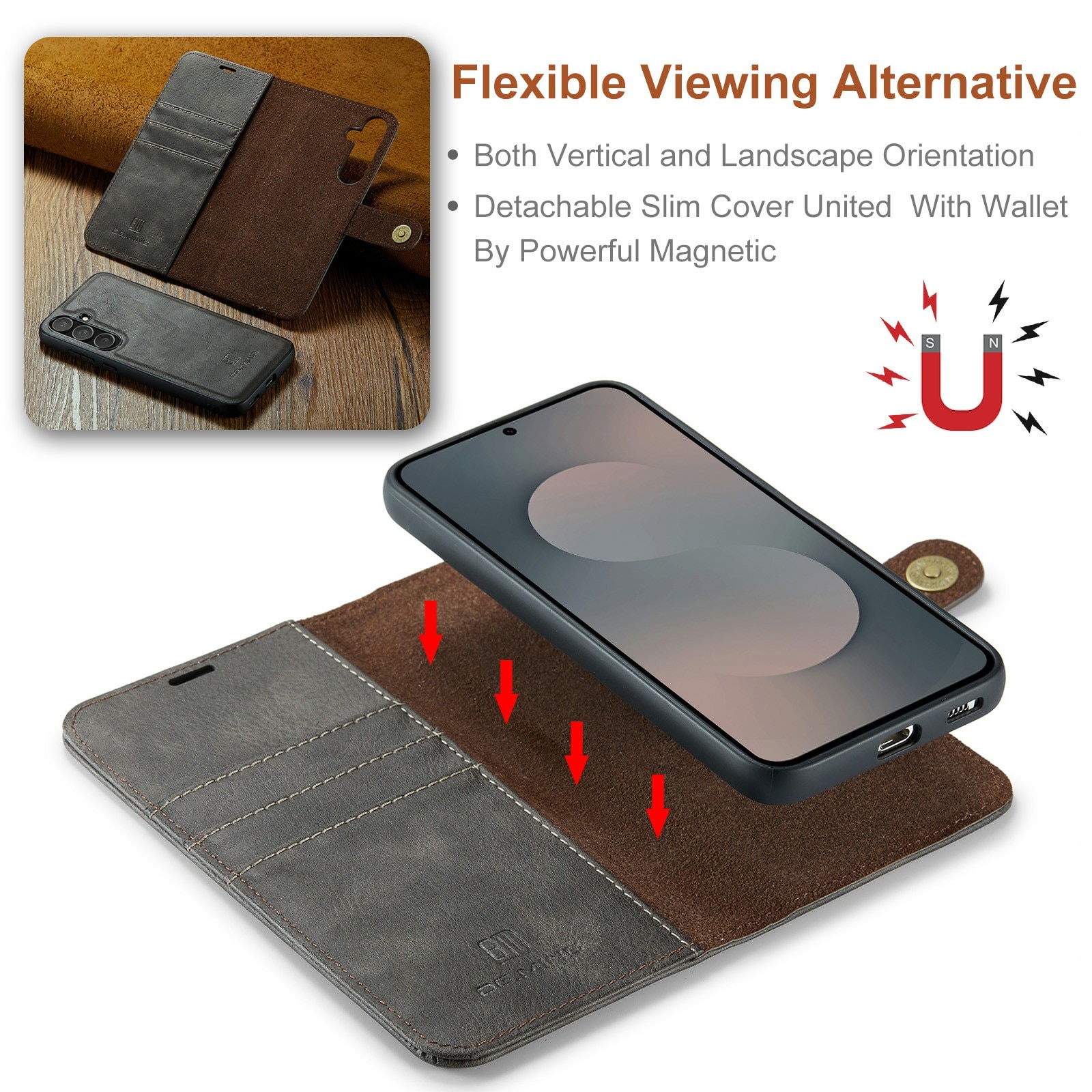 Samsung Galaxy S25 FE Magnet Wallet Brown